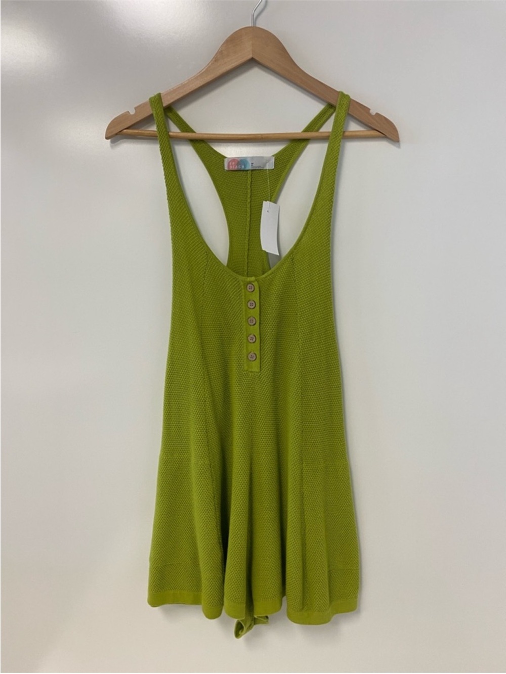 Free People FP Beach Knit Romper Cover-Up in Olive - Picture 8 of 8